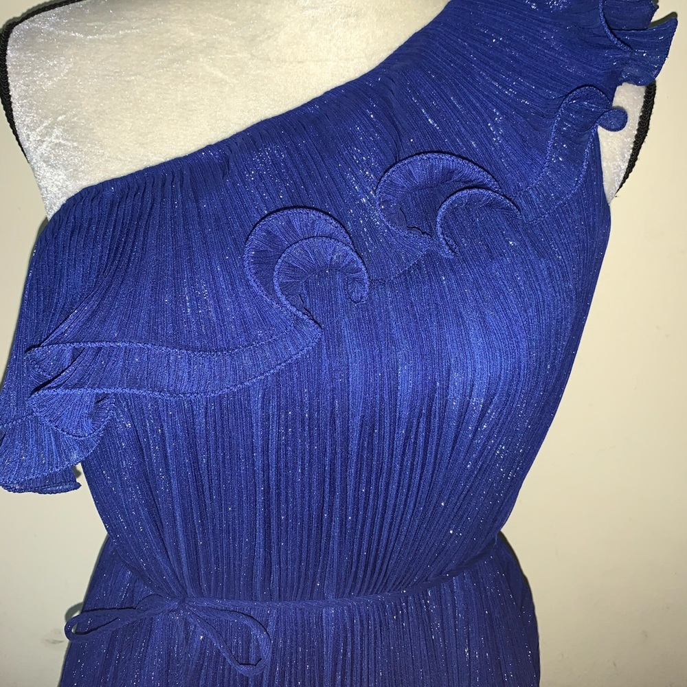 Chelsea & Violet One-Shoulder Blue Ruffle Dress S - Picture 6 of 11